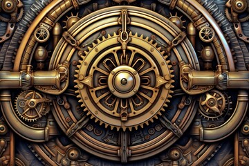 Fototapeta na wymiar a close up of a clockwork steampunk background wallpaper design illustration