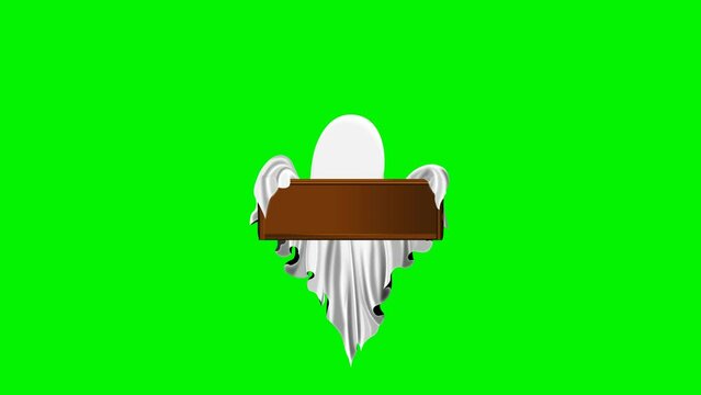 Ghost holding a board with space text area. Suitable for lower title ghost animation