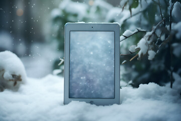 ereader in the snow - generative ai