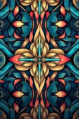 a colorful abstract design with an ornate pattern