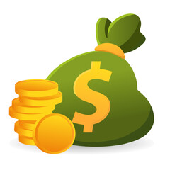 Money saving and money bag icon design, vector illustration Editable