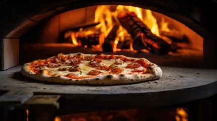 Foto op Plexiglas Italian pizza in the oven. © MP Studio