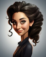 a digital portrait of a woman with curly hair