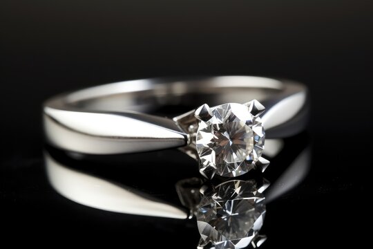 designer platinum ring jewelry photography with shiny gemstone generative ai