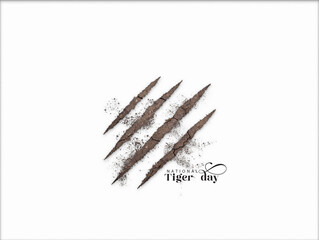 Tiger Scratch. National tiger day concept. 3d rendering