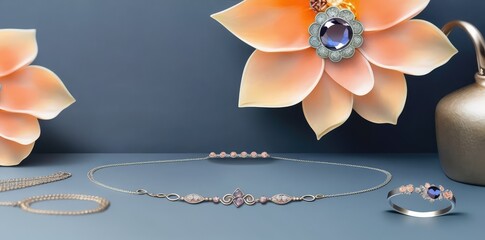 elegant and stylish jewel accessories banner for glamorous look generative ai