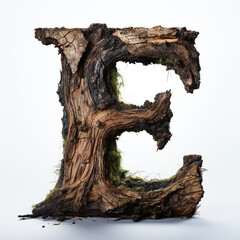 E LETTER | made of old oak | with white background