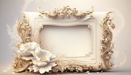 sleek and stylish white blank frame photography with floral decoration generative ai