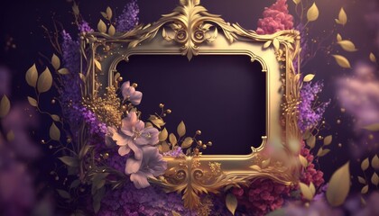 beautiful and ethnic floral blank frame for royal event generative ai