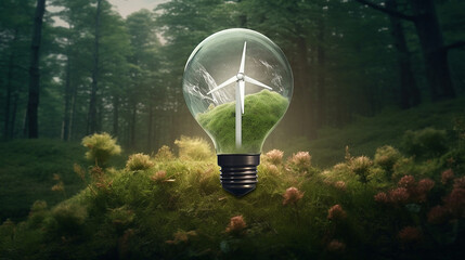 ai generative image concept of green energy, sustainable energy respect with environment 