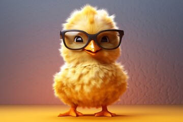 chick in sunglasses, illustration of funny chick in sunglasses, chick 3d model