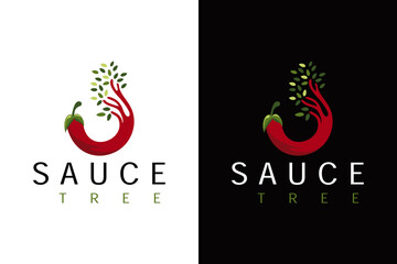 SAUCE TREE logo design vector template and business card with editable text