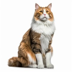 Fototapeta premium a long haired cat sitting down on a white background