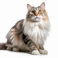Fototapeta premium a long haired cat sitting on a white background