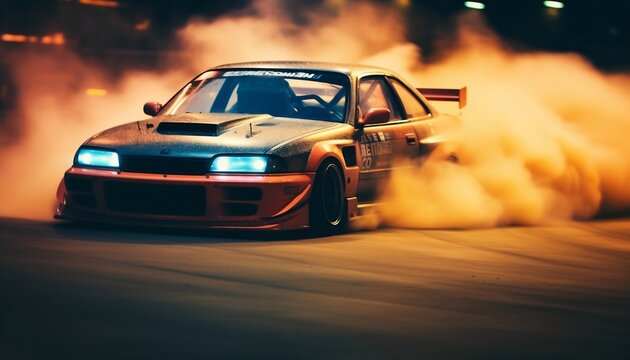 Premium AI Image  Drift racing japan tuning cars smoke speed drone photo  tokio wallpaper photo