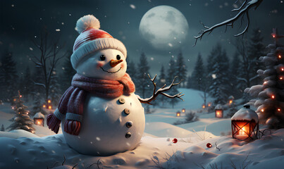 Obraz premium Snowman wallpaper - Generative AI