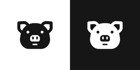 Fat pig vector icon. Pork sign, pig face
