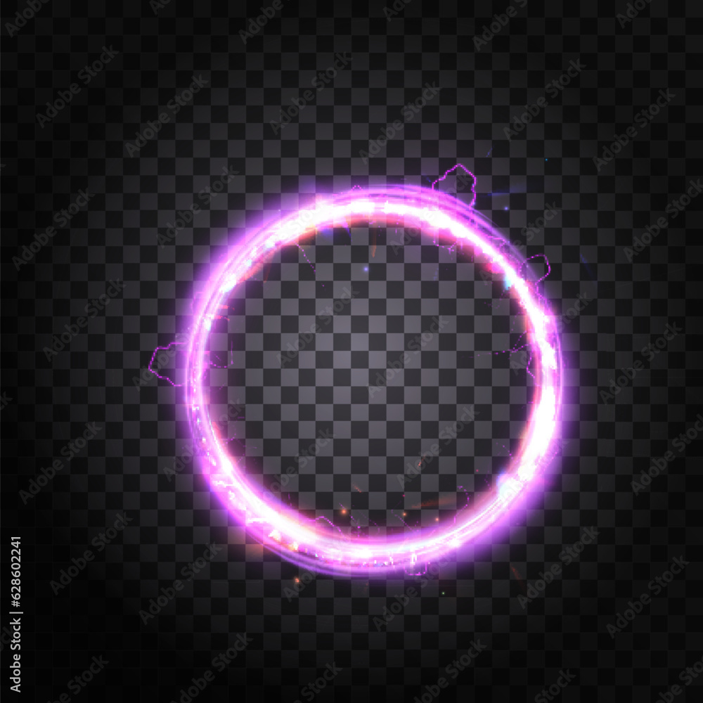 Aufkleber Vector glowing purple lighting circle isolated on transparent background. Abstraction. Glowing purple round frame. Vector