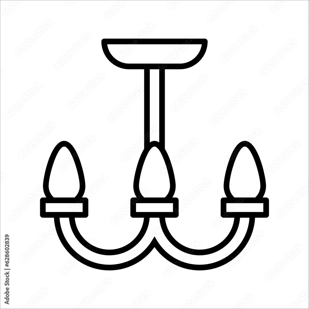 Poster chandelier lamp outline vector icon. ceiling lamp line icon. linear style sign for mobile concept an