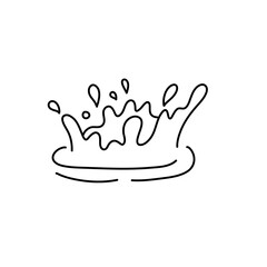 Hand drawn splash doodle style vector illustration. Liquid paint or water explosion with drops. 