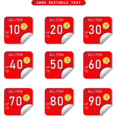 vector set of discount tag design  editable text