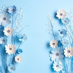 Fototapeta na wymiar mother's day concept with blue flowers over pastel background, Generative AI