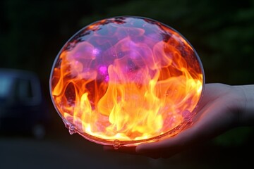 a person holding a fire ball in their hand