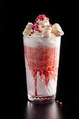 milkshake with chocolate, strawberries and caramel