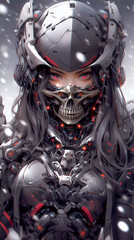 Epic Battle: Anime Warrior Girl Ready for Combat, Generative AI