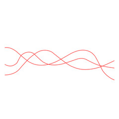 Red thin line wavy abstract background. Vector illustration