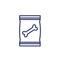 Dog food bag line icon on white