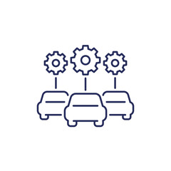 car fleet management line icon on white