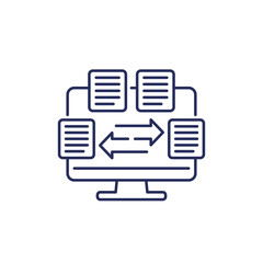 data exchange line icon with documents
