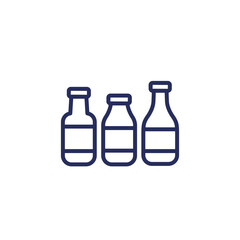 glass bottles icon, line vector