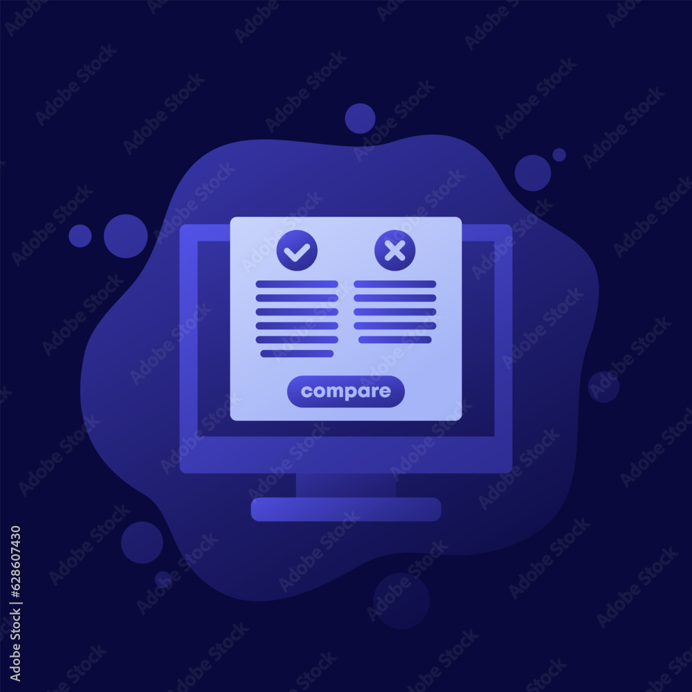 Poster pros and cons icon with a computer, vector design