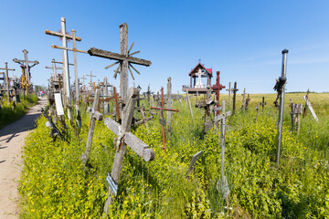 Crosses and religious symbols at the hill of crosses (kryziu kalnas) in Lithuania, Baltic States