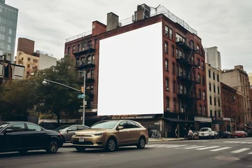 Foto op Plexiglas Mockup of a blank display/sign in a megacity like New York, with street scene, ai-generated, Display advertising, advertising © Friedhelm