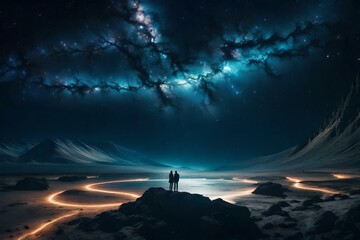 Fototapeta premium Space Galaxy Wallpaper, landscape 4k, Generative AI