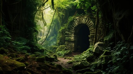 a tunnel in the middle of the jungle