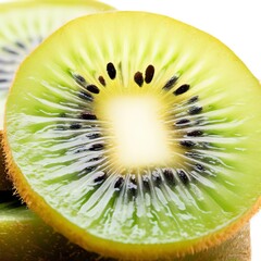Close up shot of sliced kiwi that isolated on white background