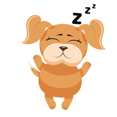 Happy cartoon puppy sitting, Portrait of cute little dog wearing collar. Dog friend. Vector illustration. Isolated on white background.