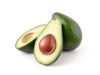 fresh avocado on white background 