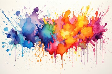 Splash of rainbow holi paint, a cloud of colored powder , generative ai