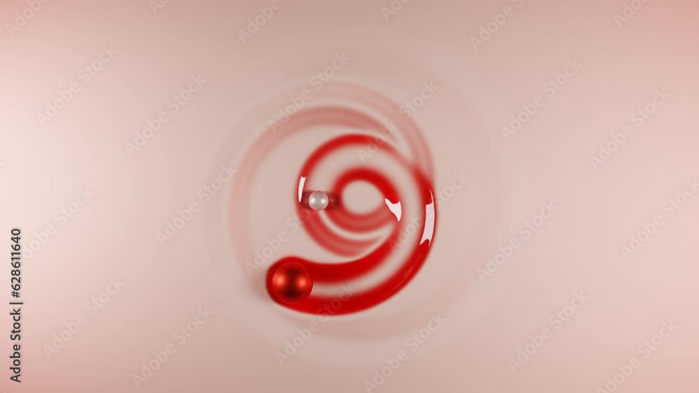 Poster loop 3d animation of an abstract background. the movement of two balls on the surface of the cream, 