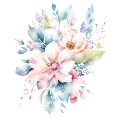 Romantic Watercolor Fairy Florals: Soft Hues on Transparent Background for Dreamy Creations	
