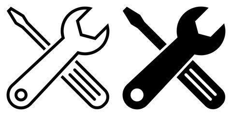 ofvs401 OutlineFilledVectorSign ofvs - repair service vector icon . wrench and screwdriver sign . isolated transparent . black outline and filled version . AI 10 / EPS 10 / PNG . g11741