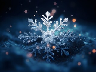 Mikrokosmos des Winters: Nahaufnahme einer Schneeflocke