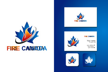 Obraz na płótnie Canvas fire canada logo design vector template and business card with editable text