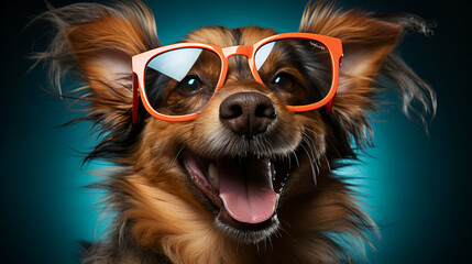 Illustration of happy dog swimming on vacation, Generative Ai