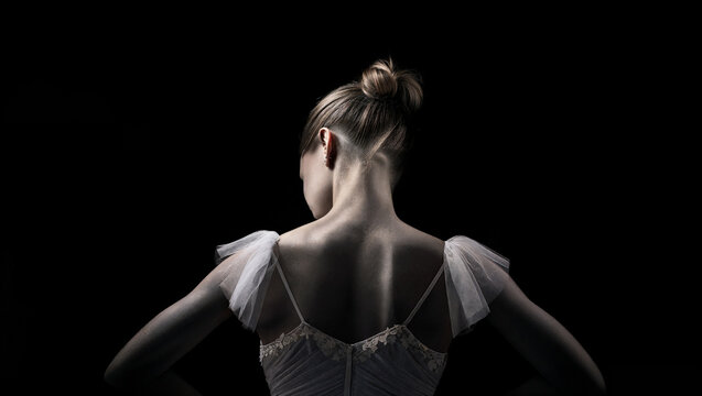 ballerina in the dark of the stage. Generative AI